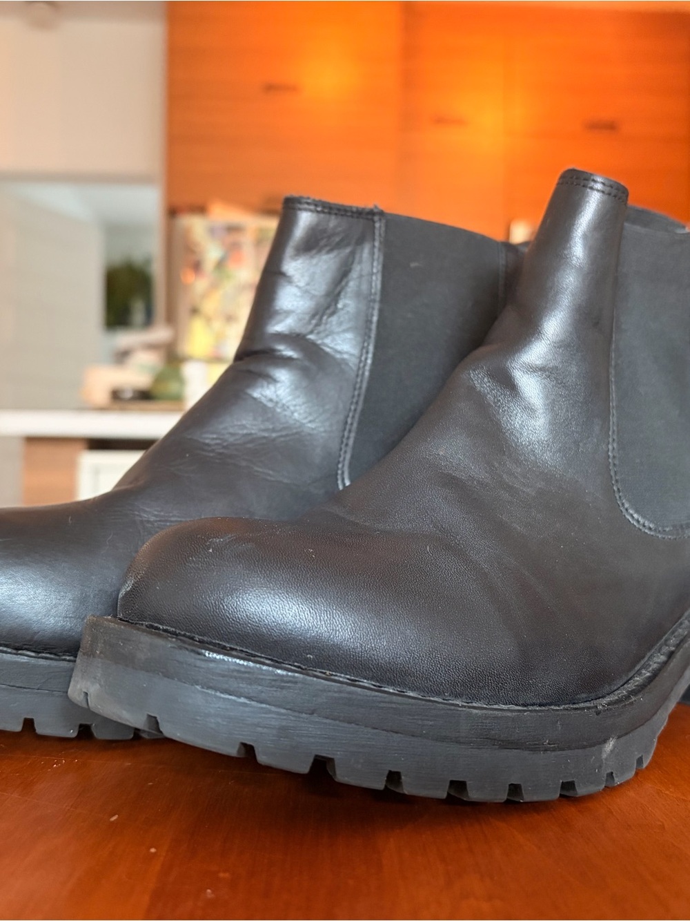 Women's Black Leather Chelsea Ankle Boot